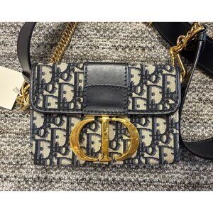 Christian Dior Womens Canvas Oblique Saddle Bag With Gold Hardware & Adjustable